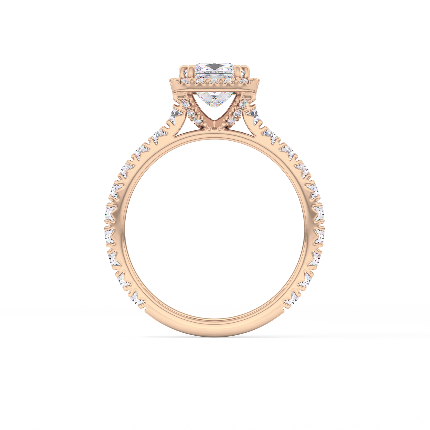 Princess Halo & Pave Lab Grown Diamond Engagement Ring