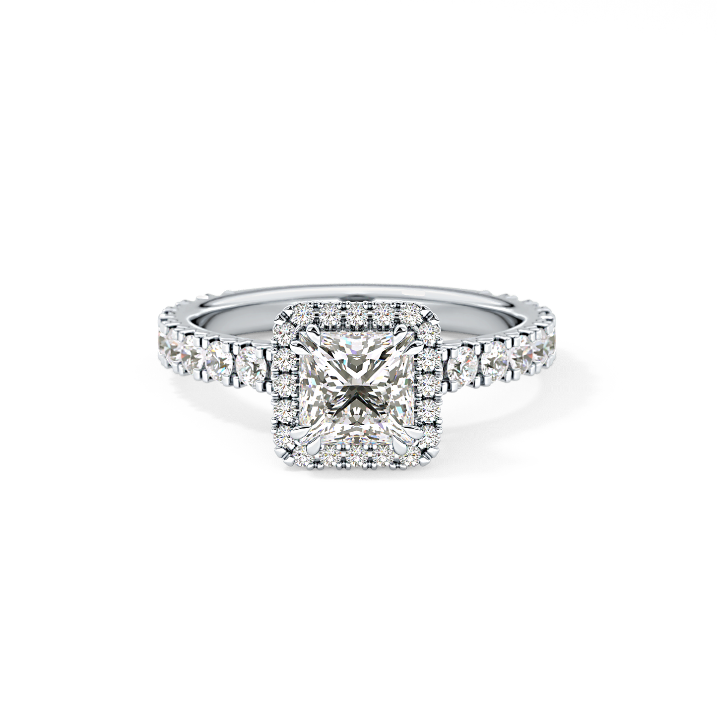Princess Halo & Pave Lab Grown Diamond Engagement Ring