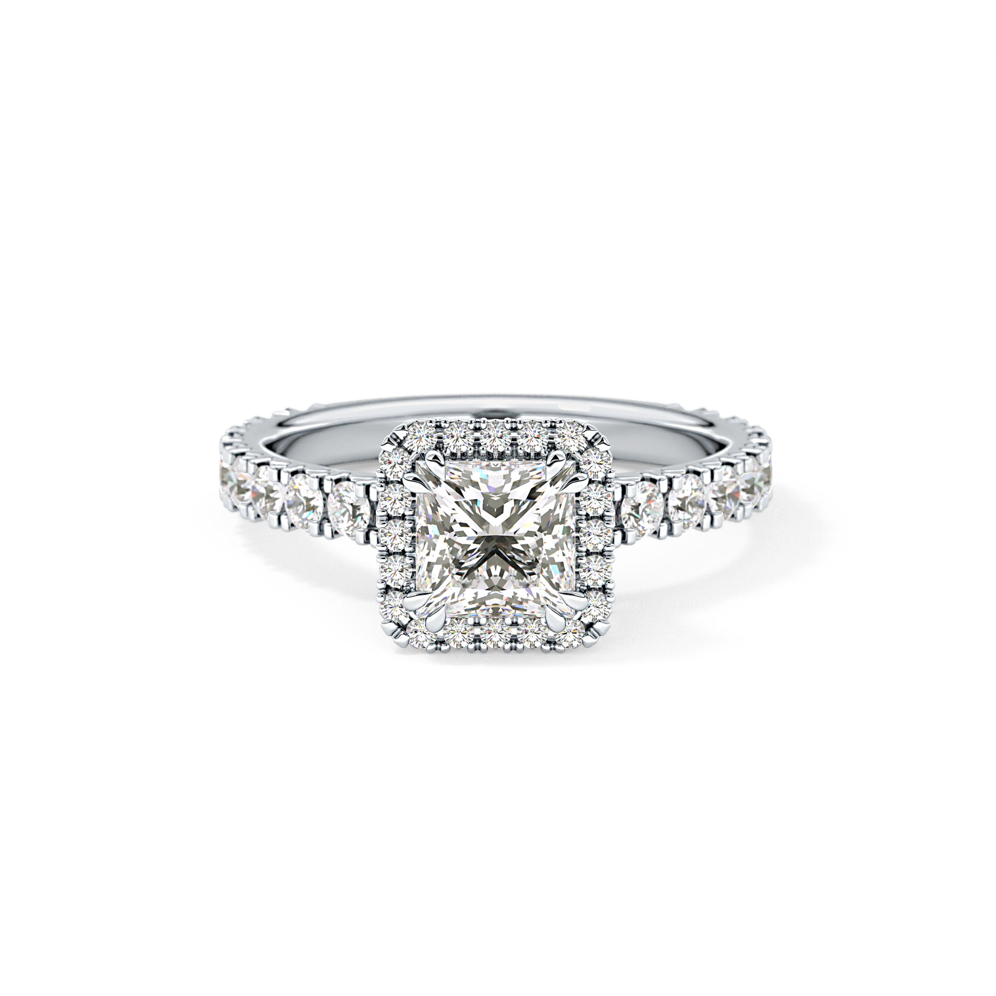 Princess Halo & Pave Lab Grown Diamond Engagement Ring