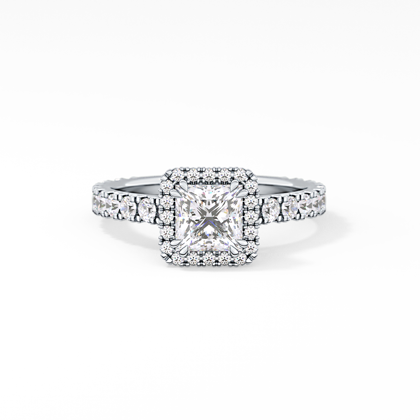 Princess Halo & Pave Lab Grown Diamond Engagement Ring