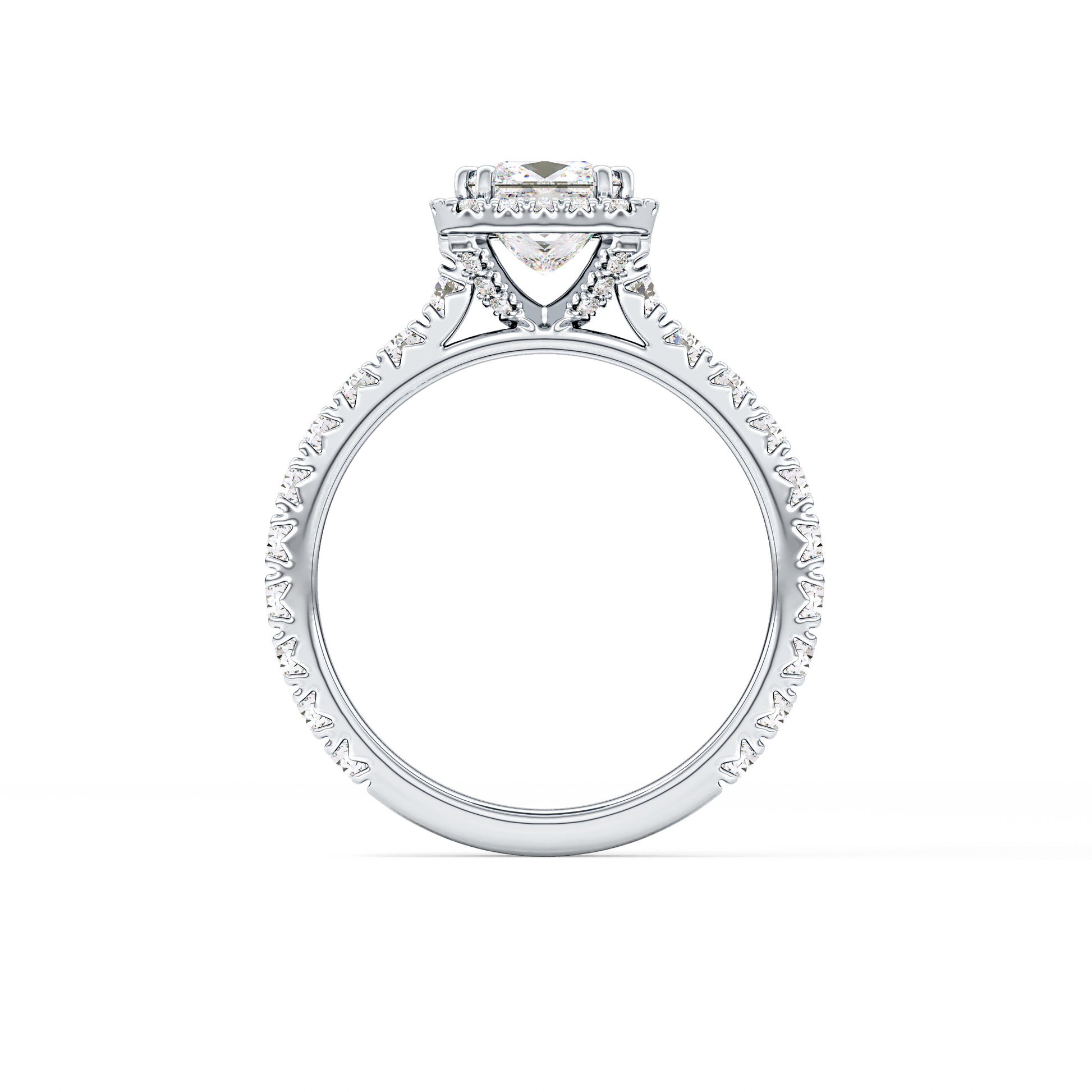 Princess Halo & Pave Lab Grown Diamond Engagement Ring