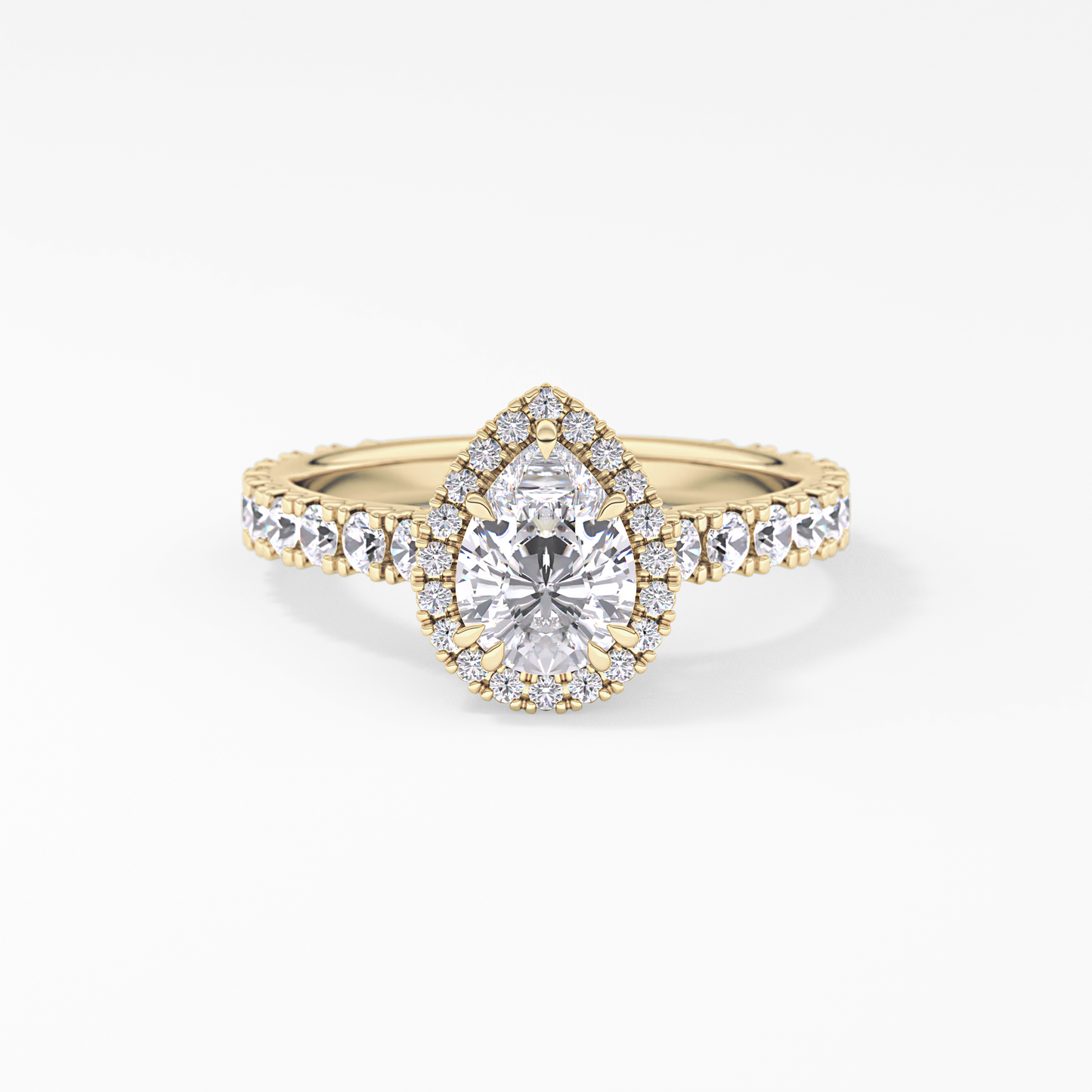 Pear Halo & Pave Lab Grown Diamond Engagement Ring