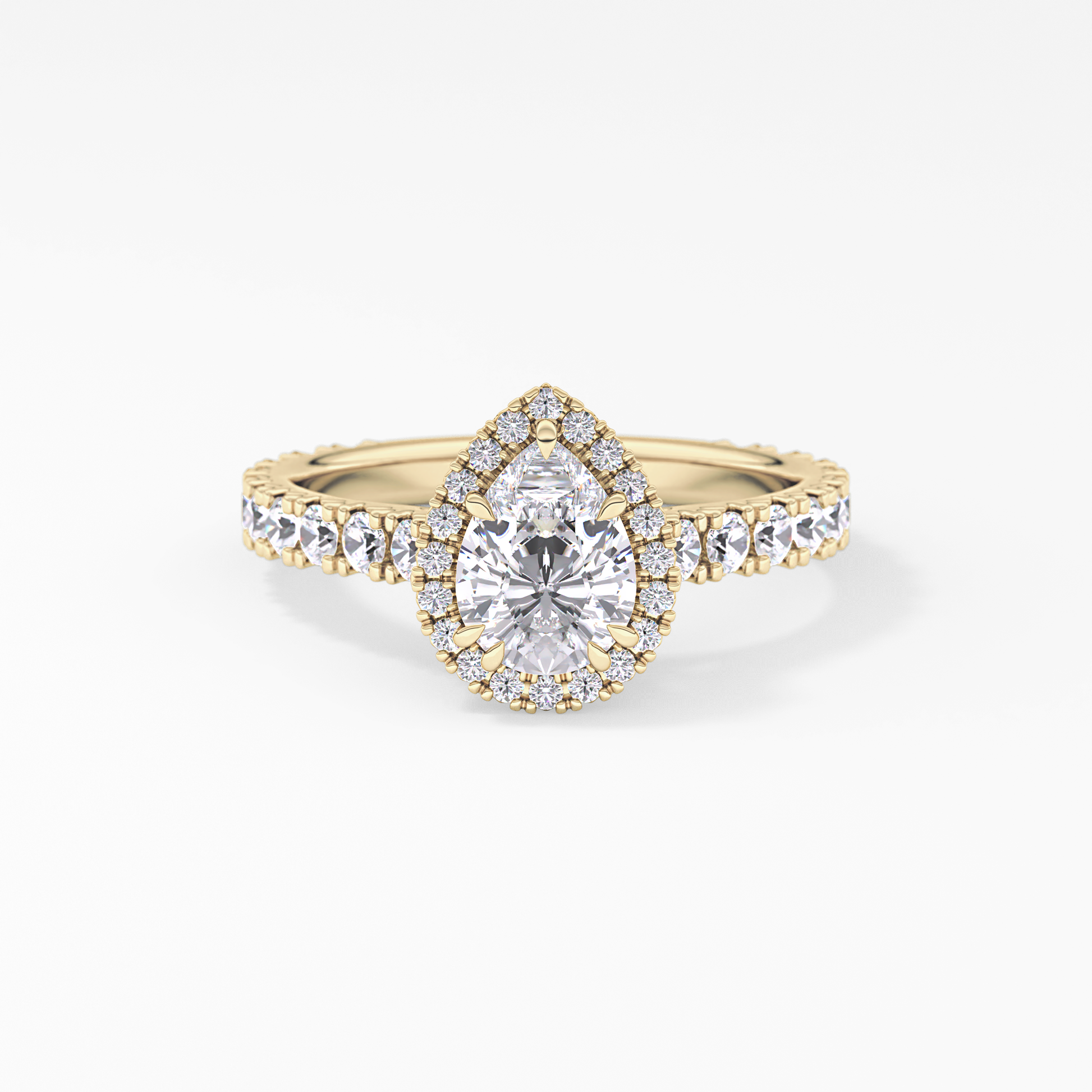 Pear Halo & Pave Lab Grown Diamond Engagement Ring
