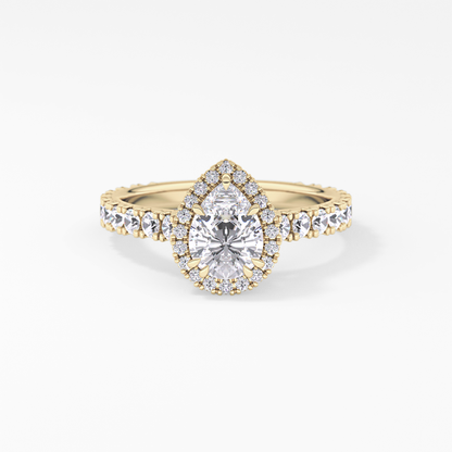 Pear Halo & Pave Lab Grown Diamond Engagement Ring
