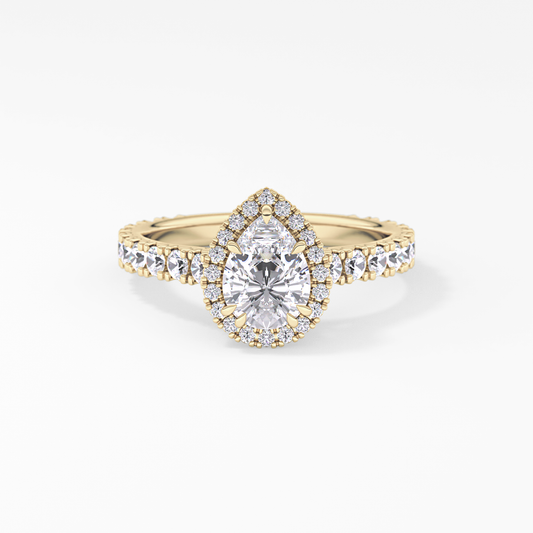 Pear Halo & Pave Lab Grown Diamond Engagement Ring