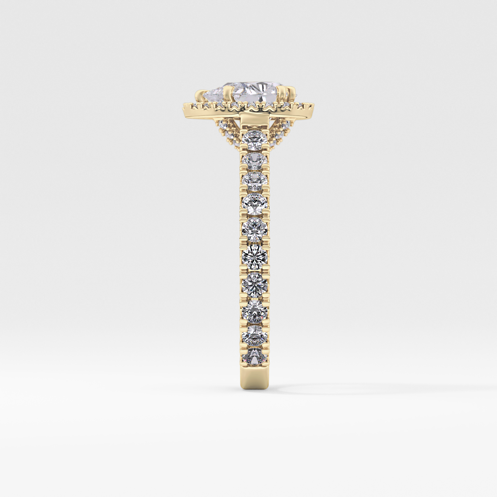 Pear Halo & Pave Lab Grown Diamond Engagement Ring