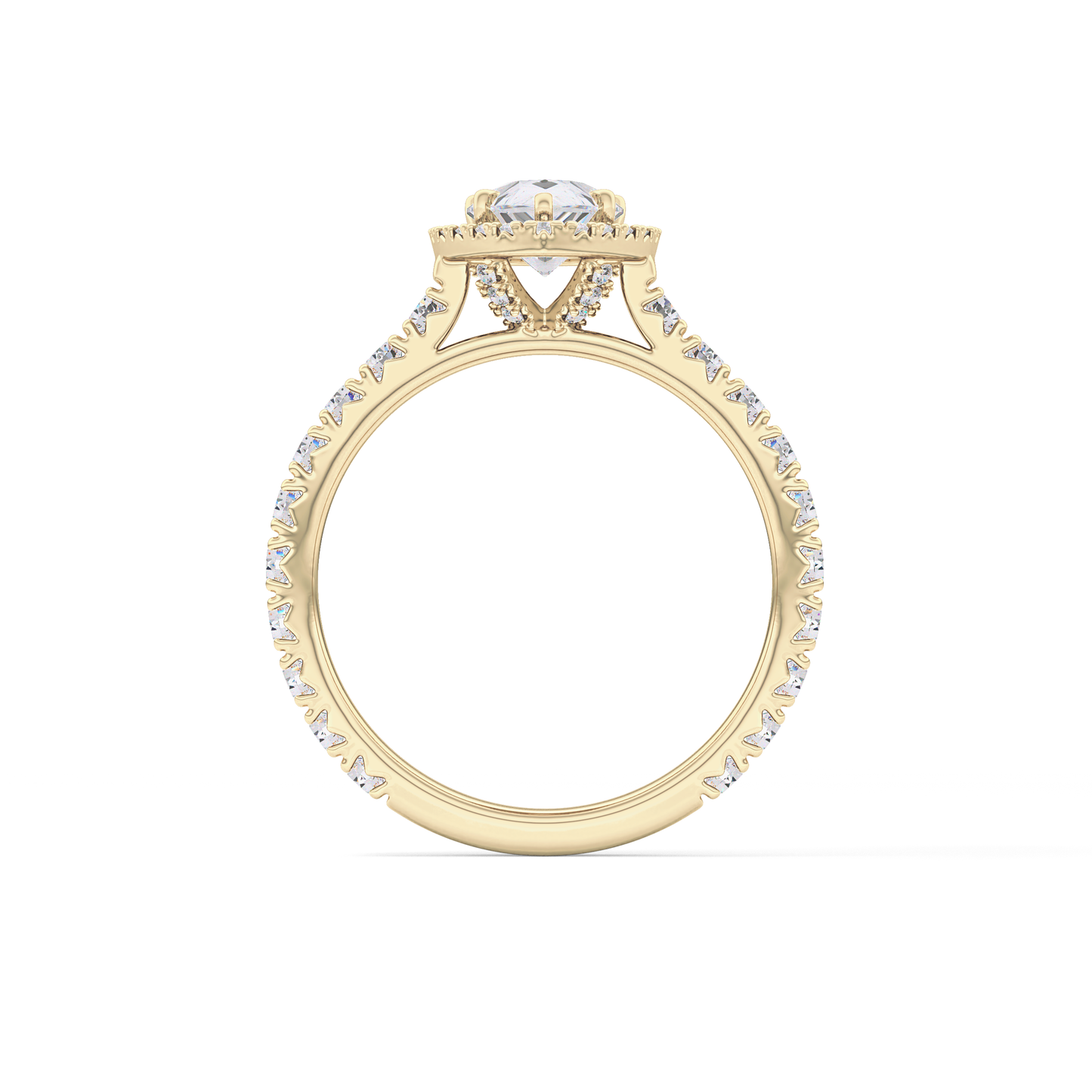 Pear Halo & Pave Lab Grown Diamond Engagement Ring