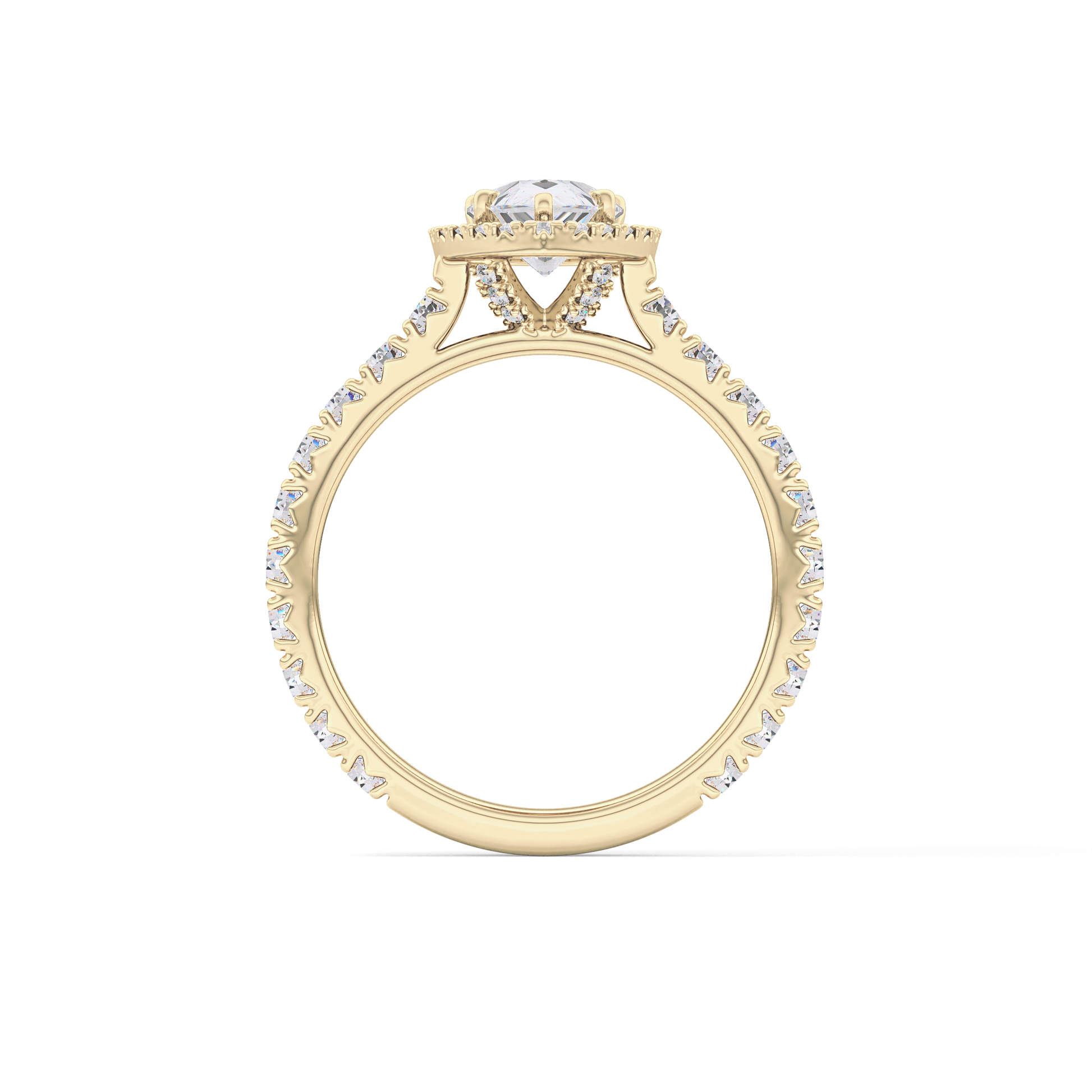 Pear Halo & Pave Lab Grown Diamond Engagement Ring