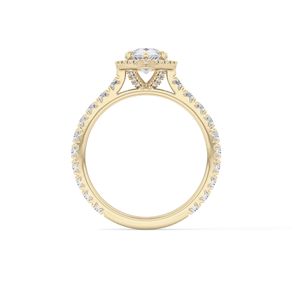 Pear Halo & Pave Lab Grown Diamond Engagement Ring