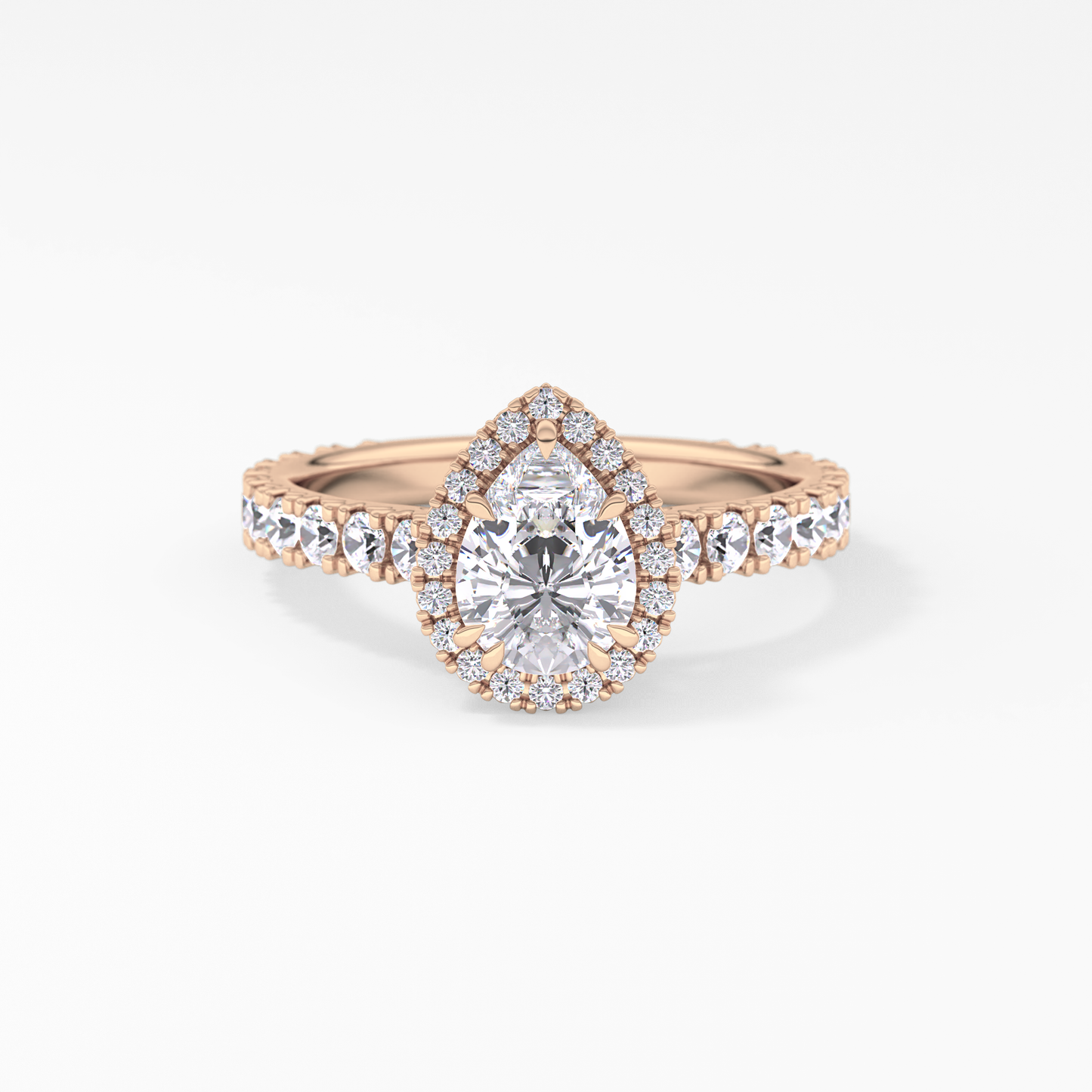 Pear Halo & Pave Lab Grown Diamond Engagement Ring