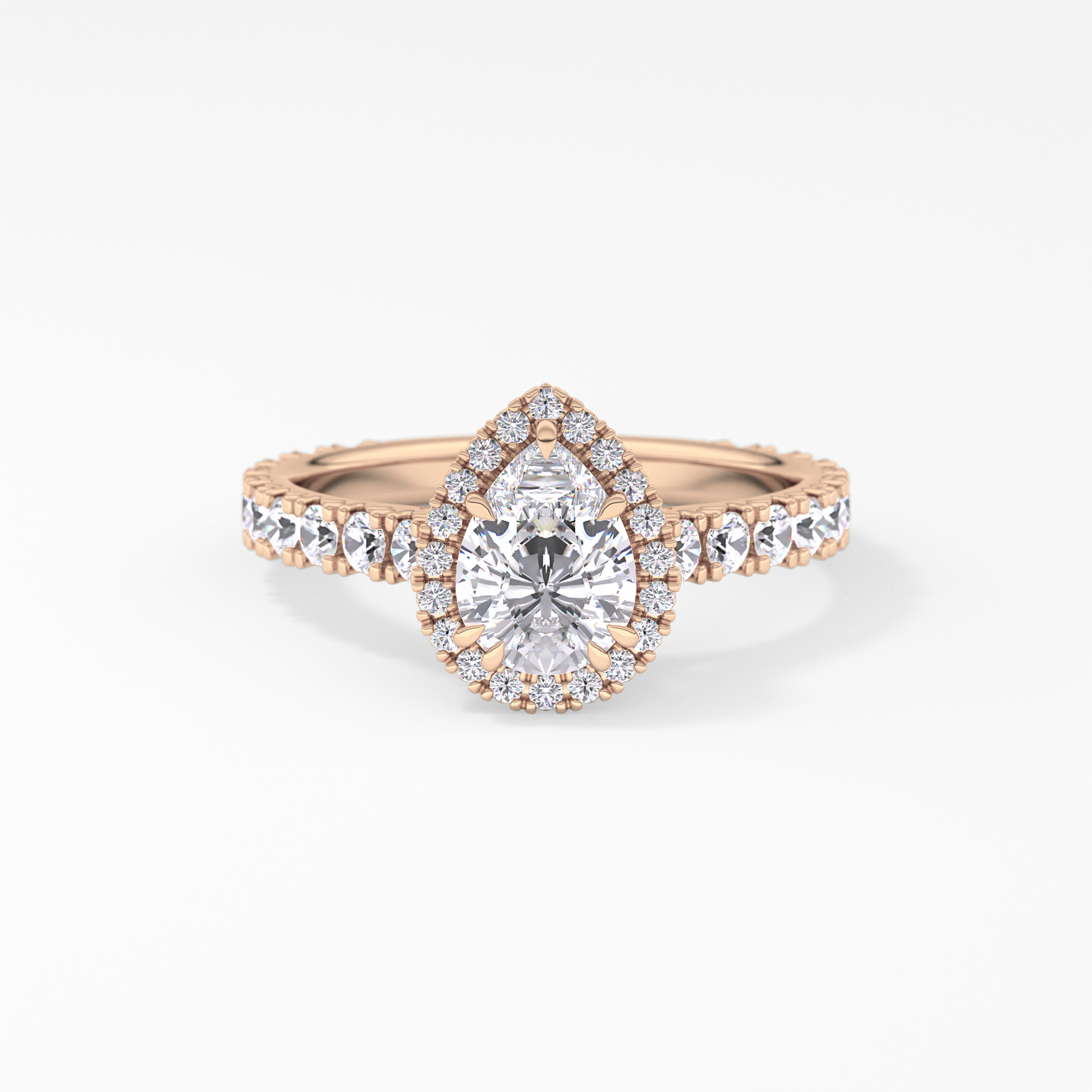 Pear Halo & Pave Lab Grown Diamond Engagement Ring
