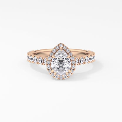 Pear Halo & Pave Lab Grown Diamond Engagement Ring