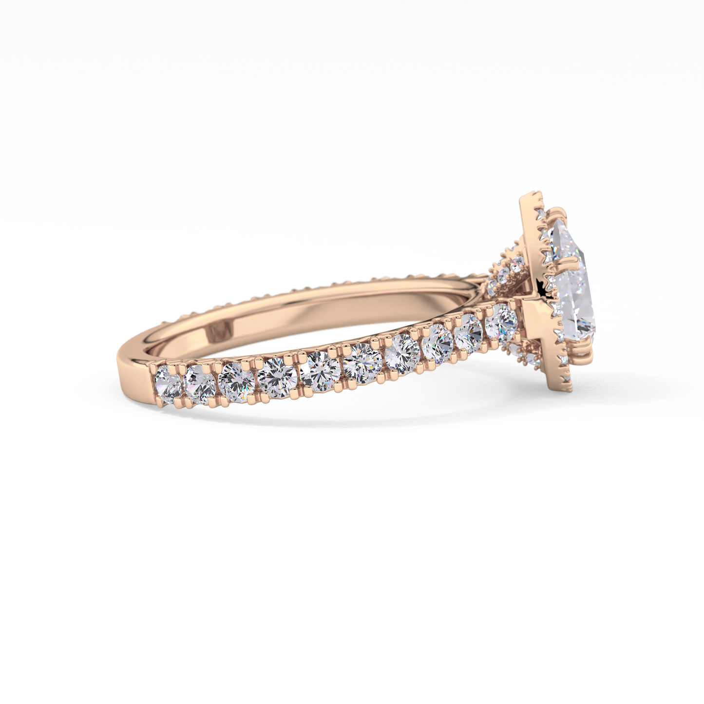 Pear Halo & Pave Lab Grown Diamond Engagement Ring