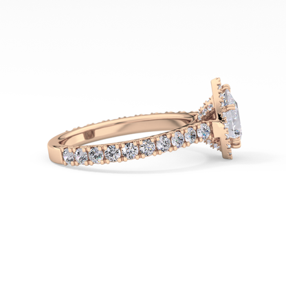 Pear Halo & Pave Lab Grown Diamond Engagement Ring