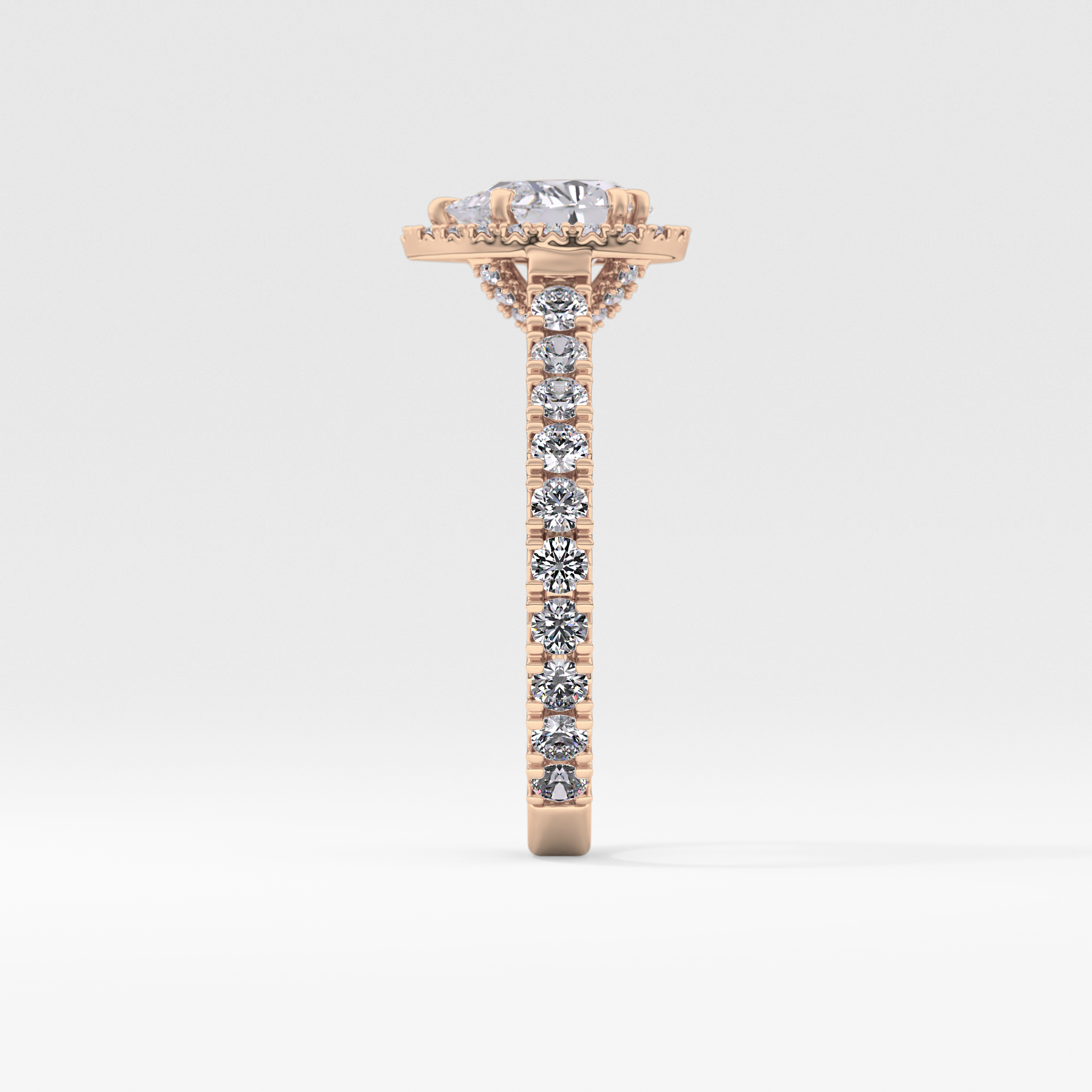 Pear Halo & Pave Lab Grown Diamond Engagement Ring