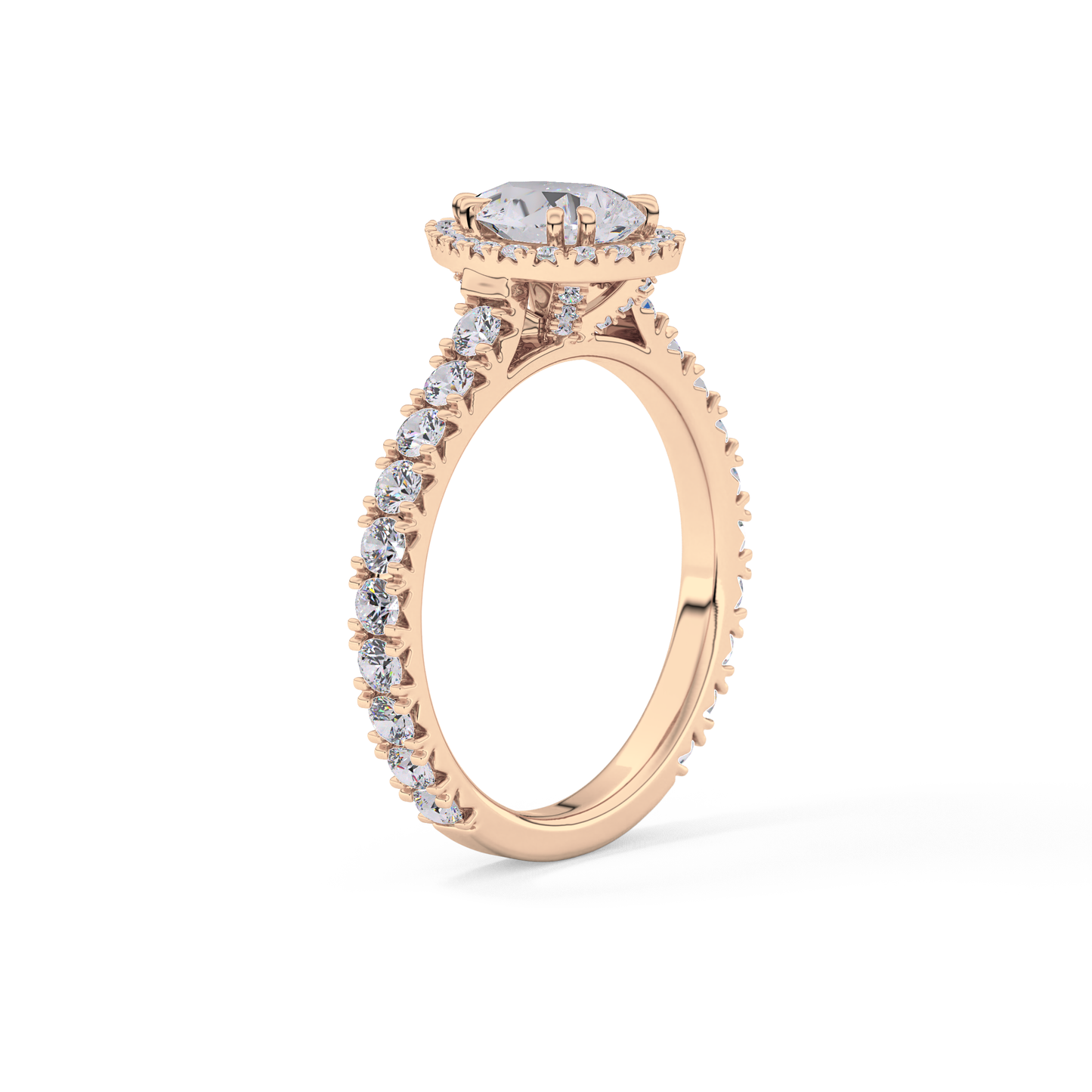 Pear Halo & Pave Lab Grown Diamond Engagement Ring
