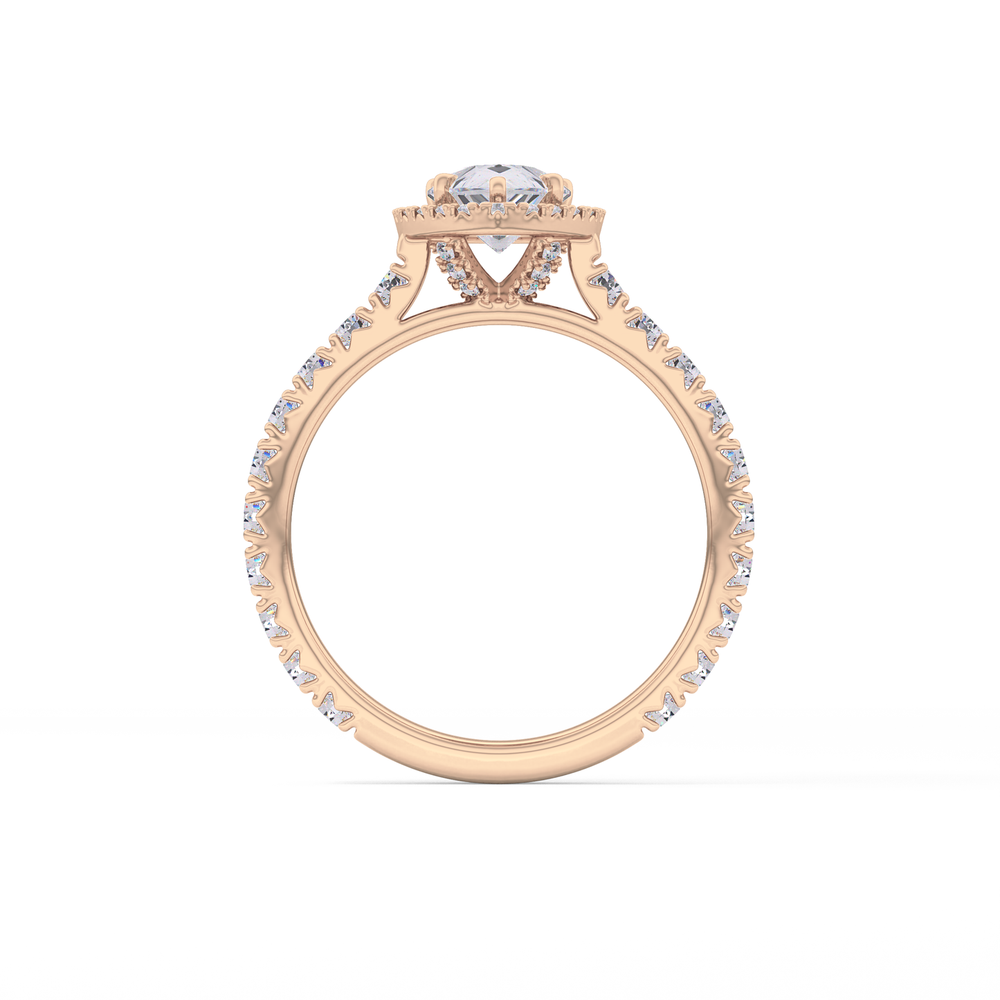 Pear Halo & Pave Lab Grown Diamond Engagement Ring
