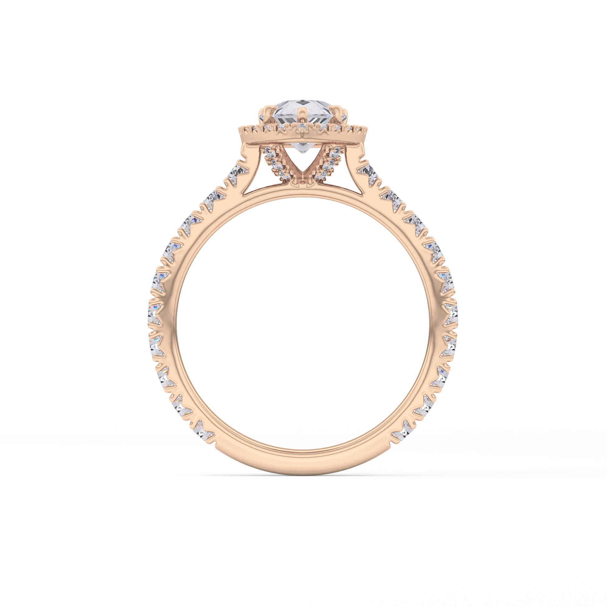 Pear Halo & Pave Lab Grown Diamond Engagement Ring
