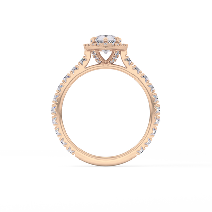 Pear Halo & Pave Lab Grown Diamond Engagement Ring