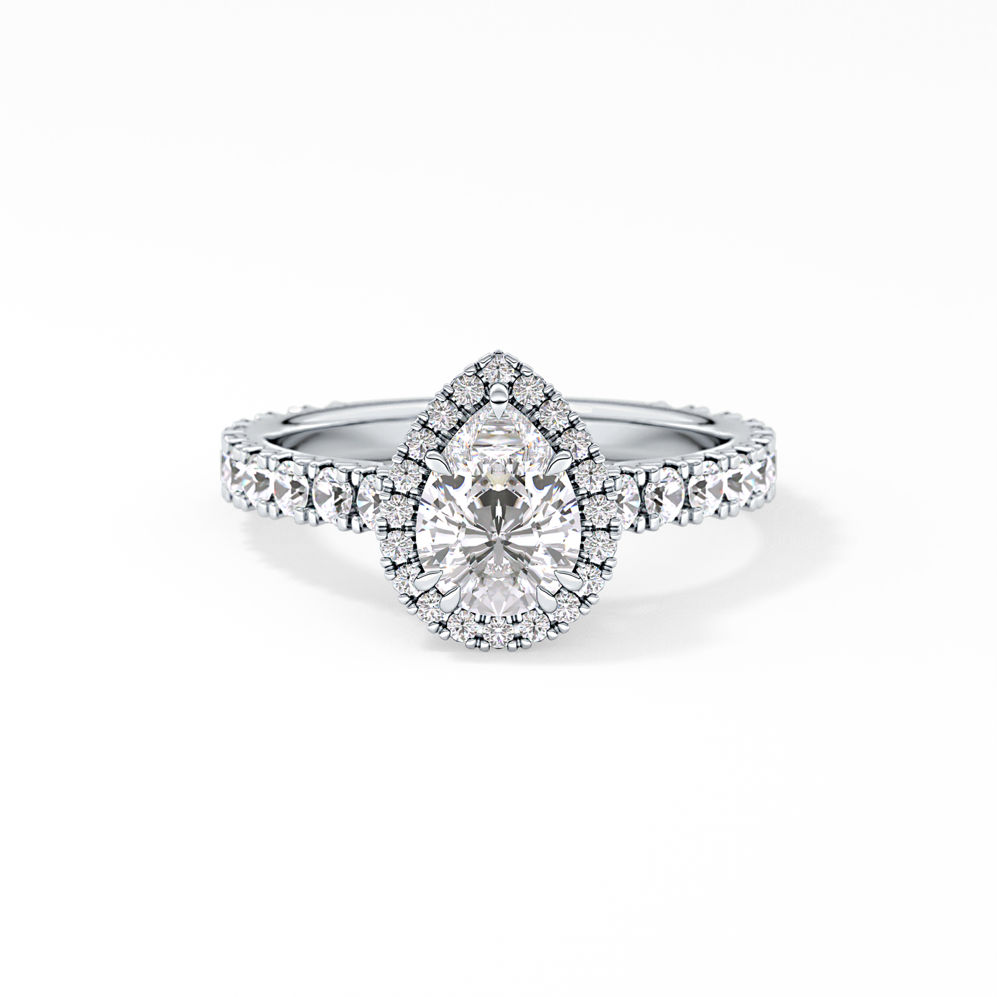 Pear Halo & Pave Lab Grown Diamond Engagement Ring