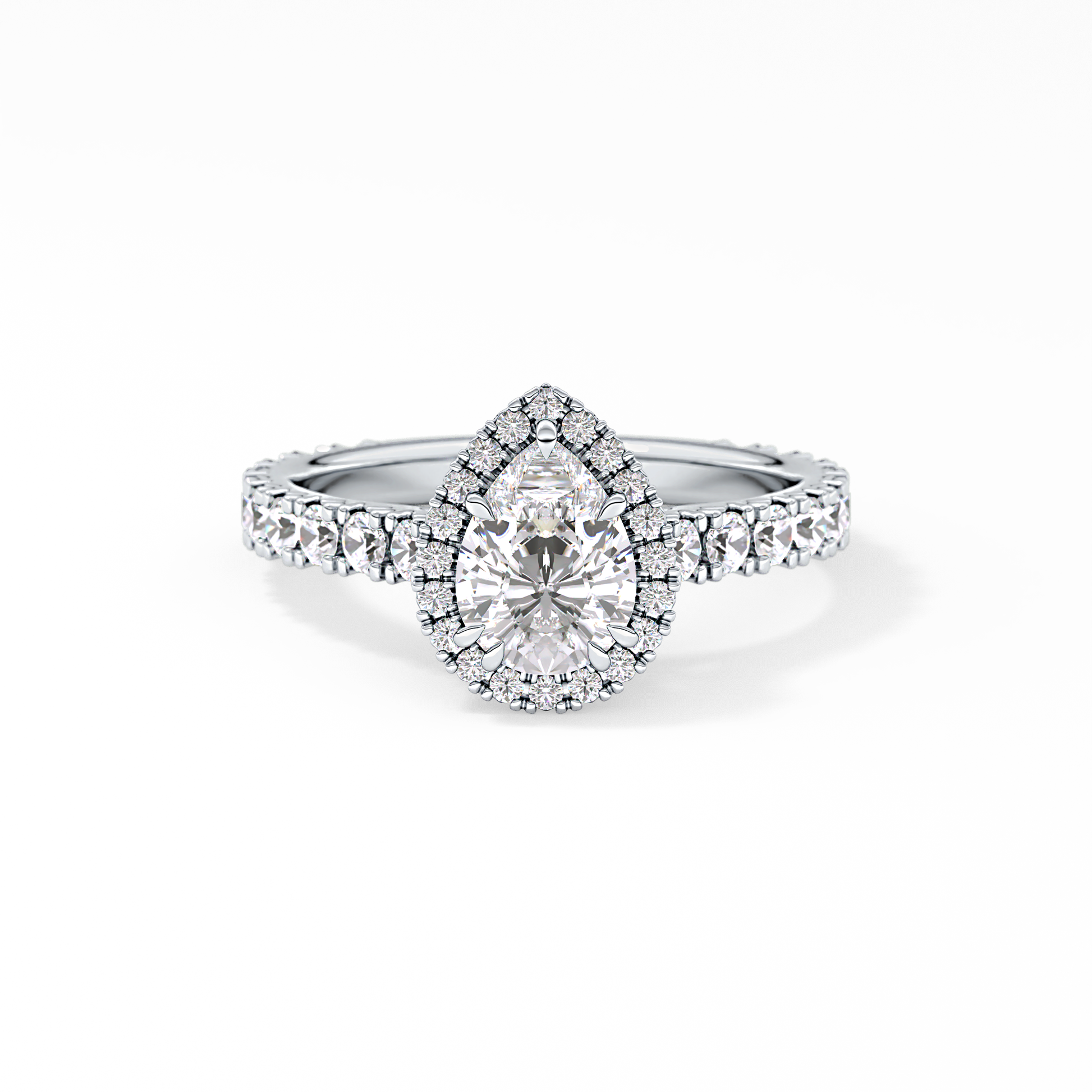 Pear Halo & Pave Lab Grown Diamond Engagement Ring