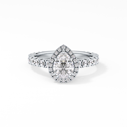 Pear Halo & Pave Lab Grown Diamond Engagement Ring