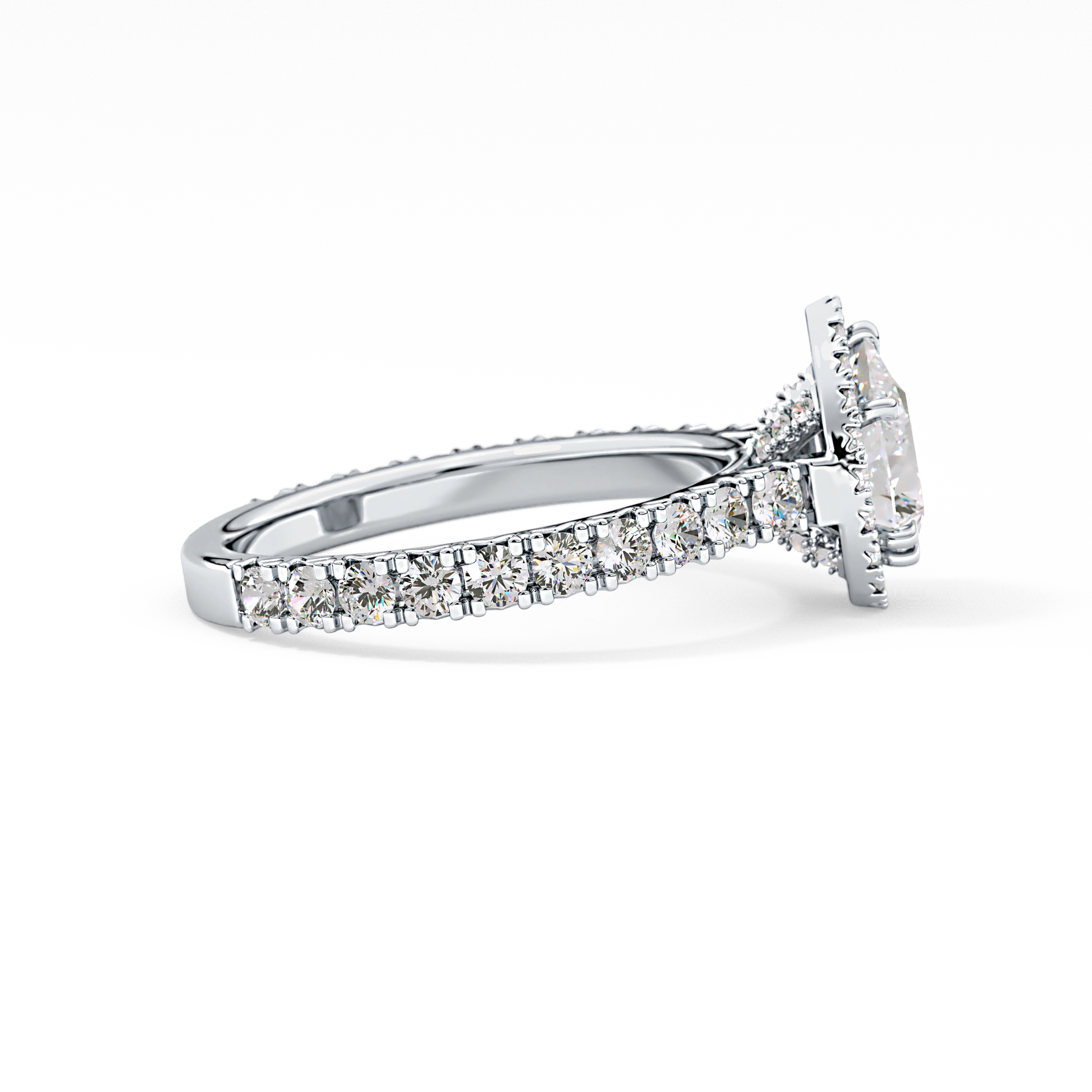 Pear Halo & Pave Lab Grown Diamond Engagement Ring