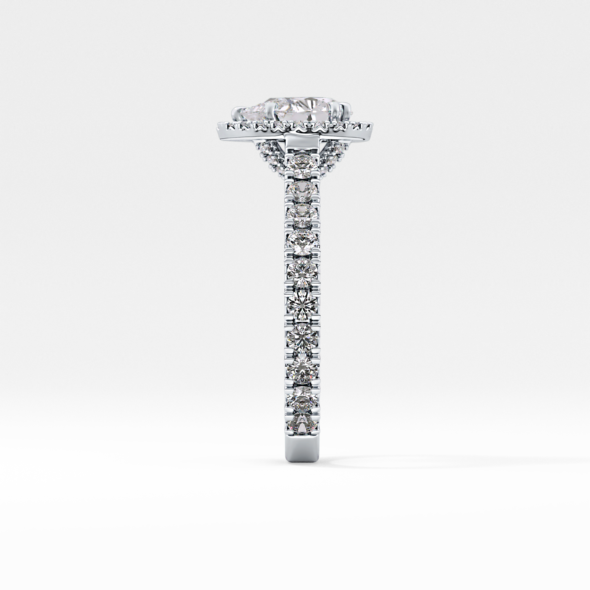 Pear Halo & Pave Lab Grown Diamond Engagement Ring
