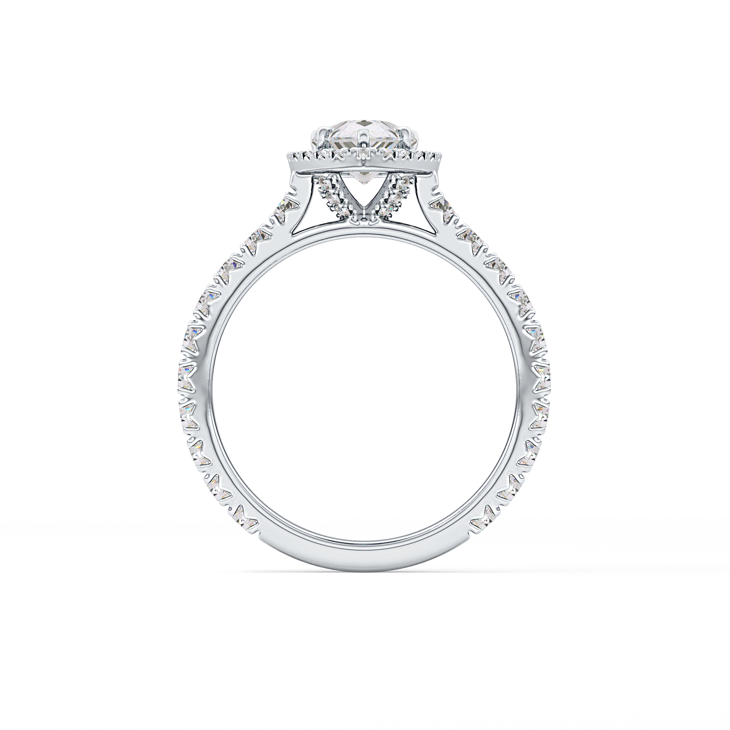 Pear Halo & Pave Lab Grown Diamond Engagement Ring
