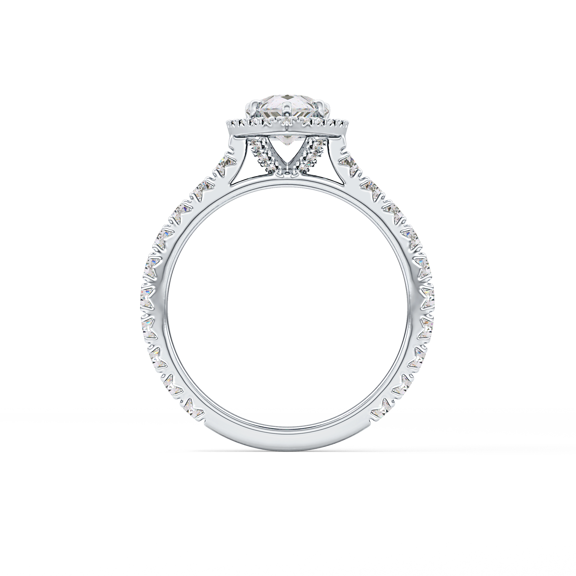 Pear Halo & Pave Lab Grown Diamond Engagement Ring