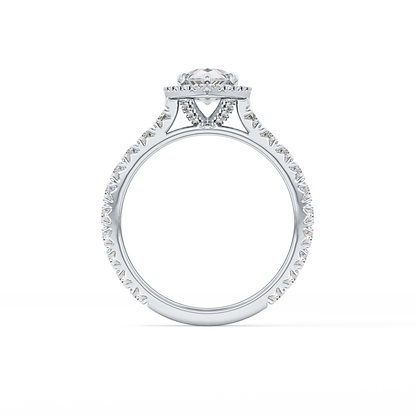 Pear Halo & Pave Lab Grown Diamond Engagement Ring