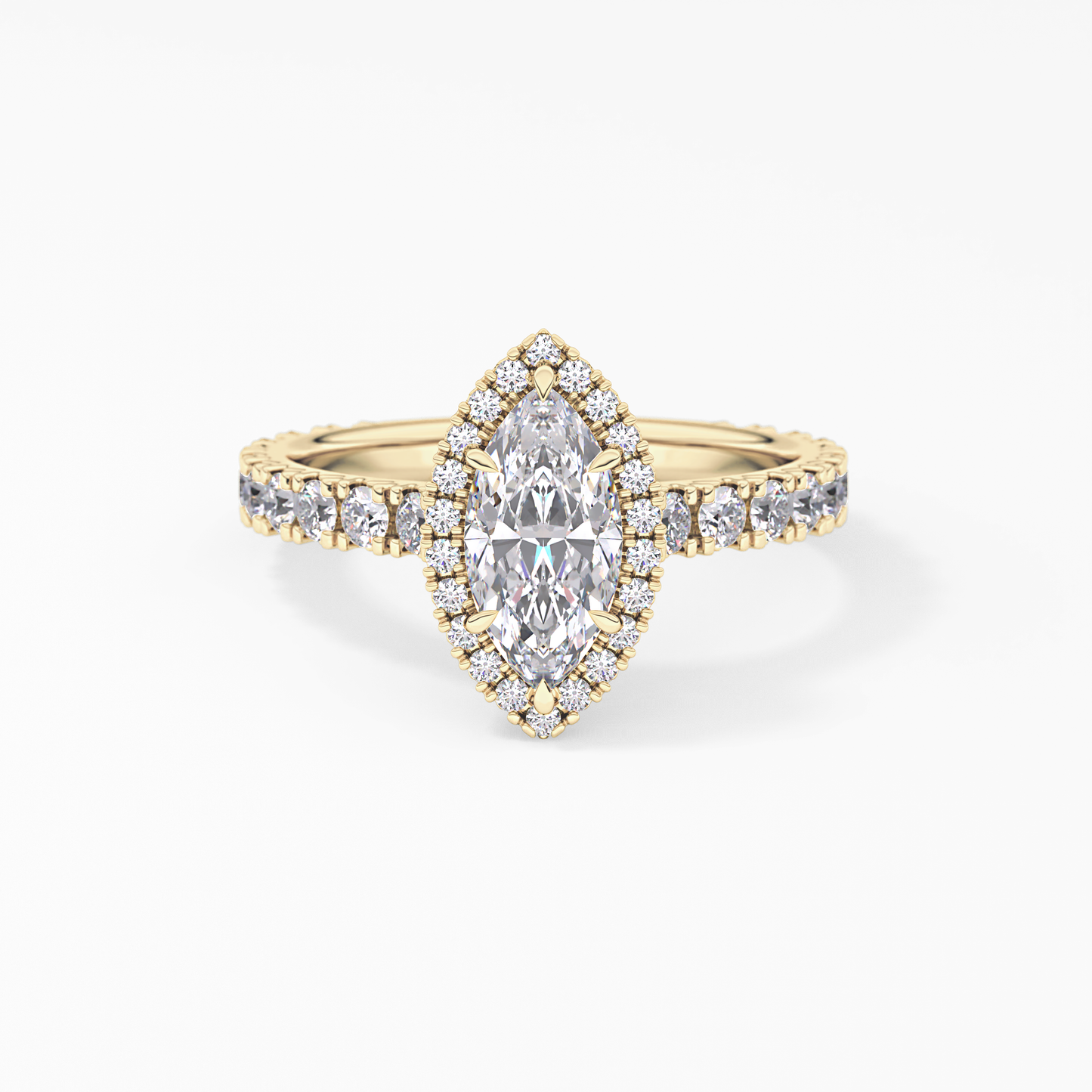 Marquise Halo & Pave Lab Grown Diamond Engagement Ring
