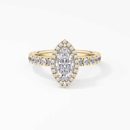 Marquise Halo & Pave Lab Grown Diamond Engagement Ring