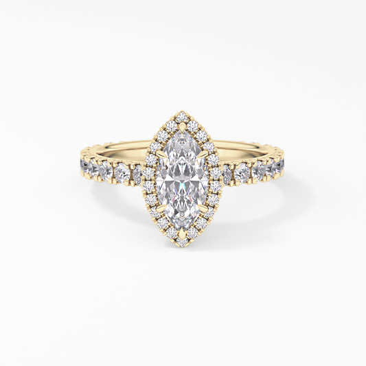Marquise Halo & Pave Lab Grown Diamond Engagement Ring