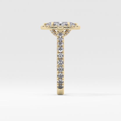 Marquise Halo & Pave Lab Grown Diamond Engagement Ring