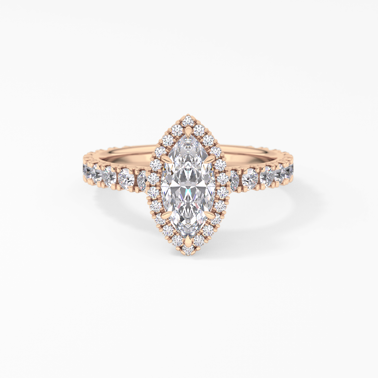 Marquise Halo & Pave Lab Grown Diamond Engagement Ring