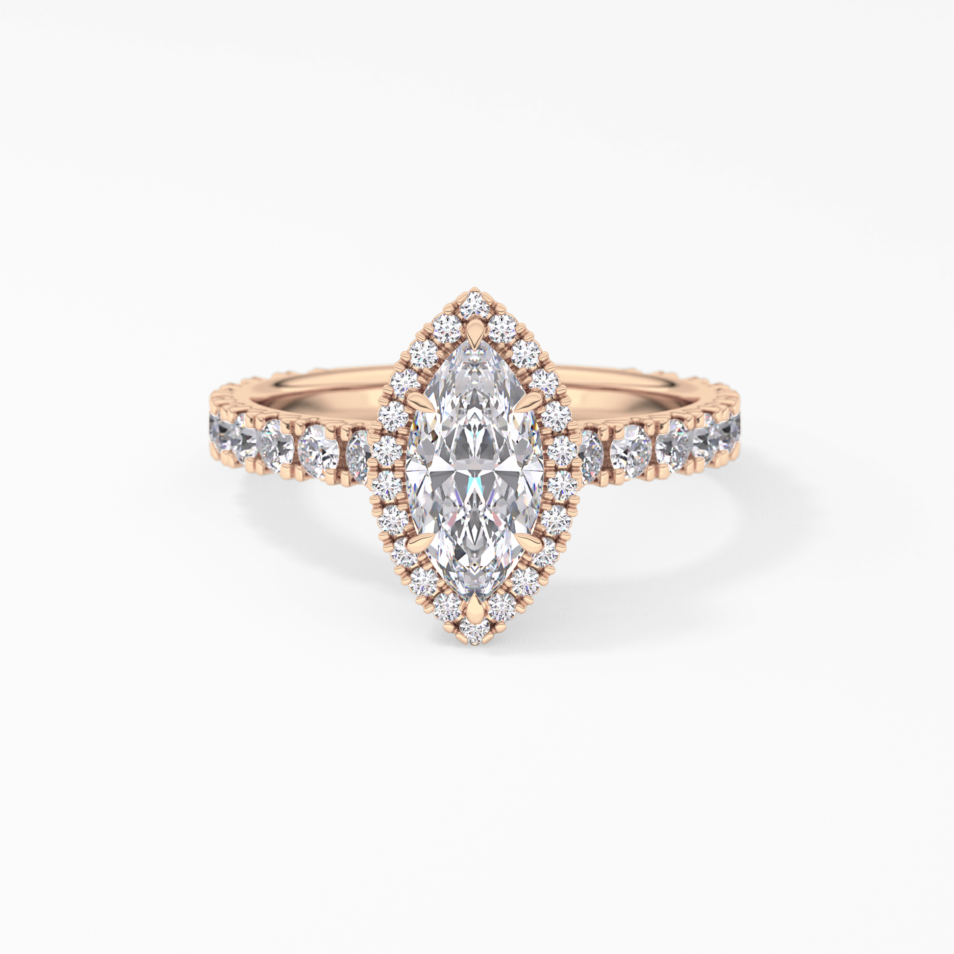 Marquise Halo & Pave Lab Grown Diamond Engagement Ring