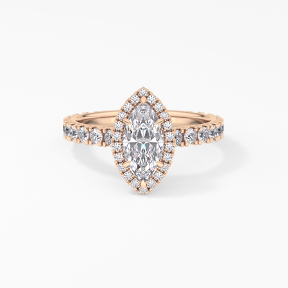 Marquise Halo & Pave Lab Grown Diamond Engagement Ring