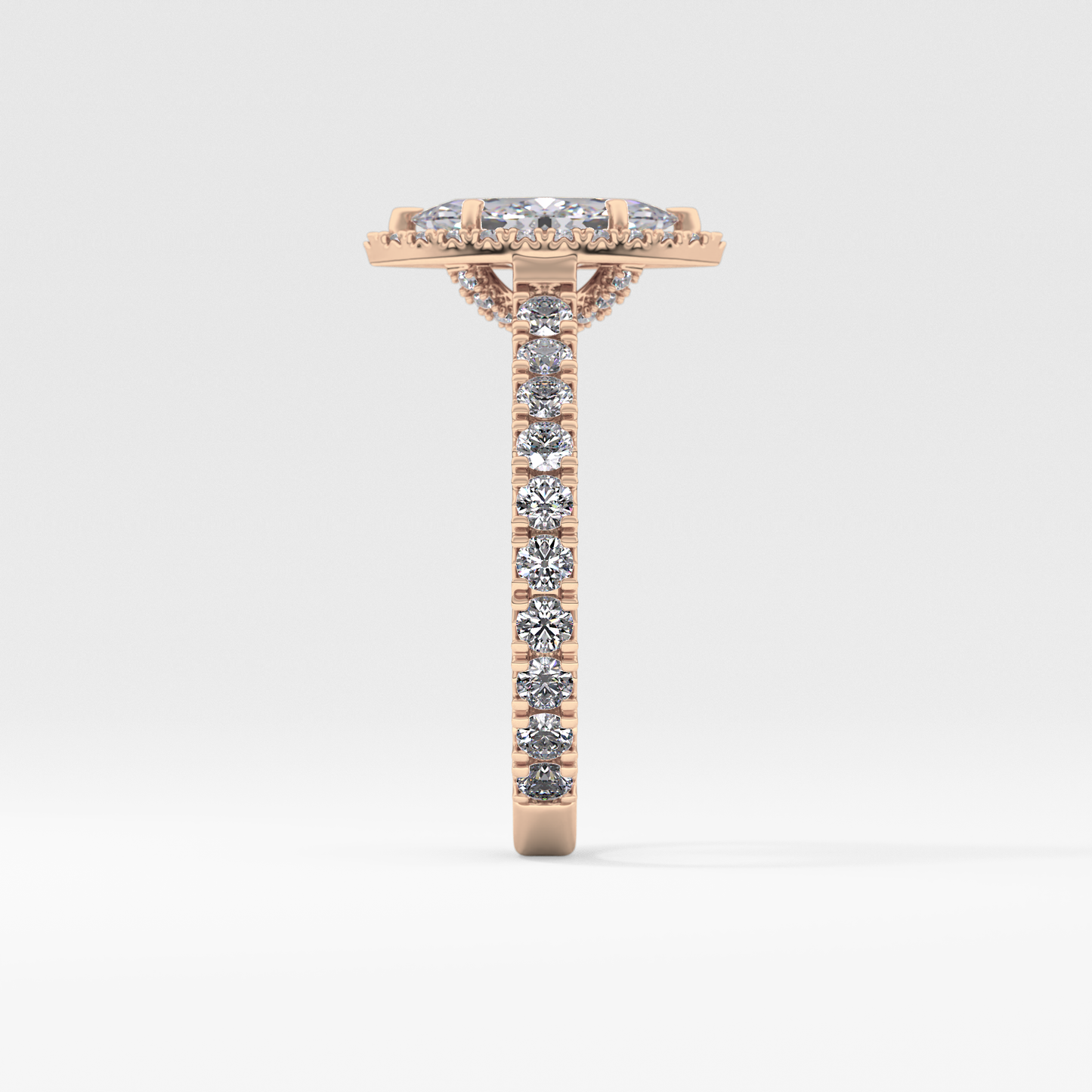Marquise Halo & Pave Lab Grown Diamond Engagement Ring