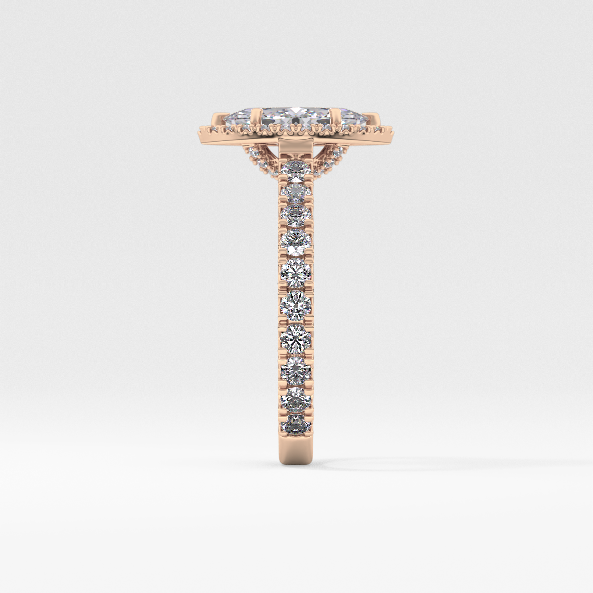 Marquise Halo & Pave Lab Grown Diamond Engagement Ring