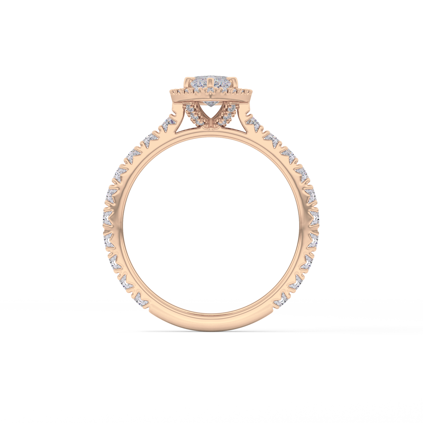 Marquise Halo & Pave Lab Grown Diamond Engagement Ring