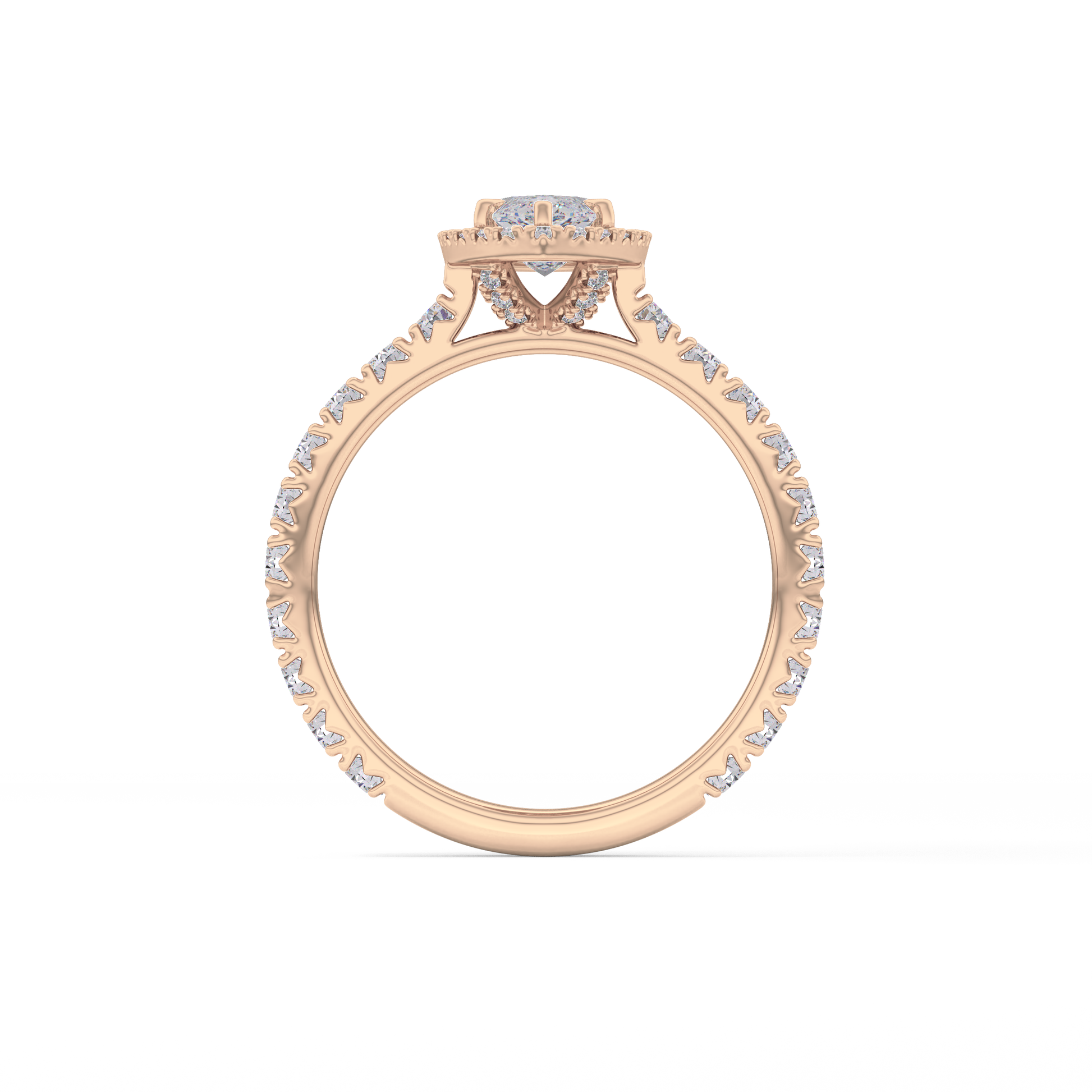 Marquise Halo & Pave Lab Grown Diamond Engagement Ring