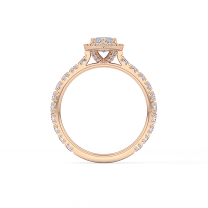 Marquise Halo & Pave Lab Grown Diamond Engagement Ring