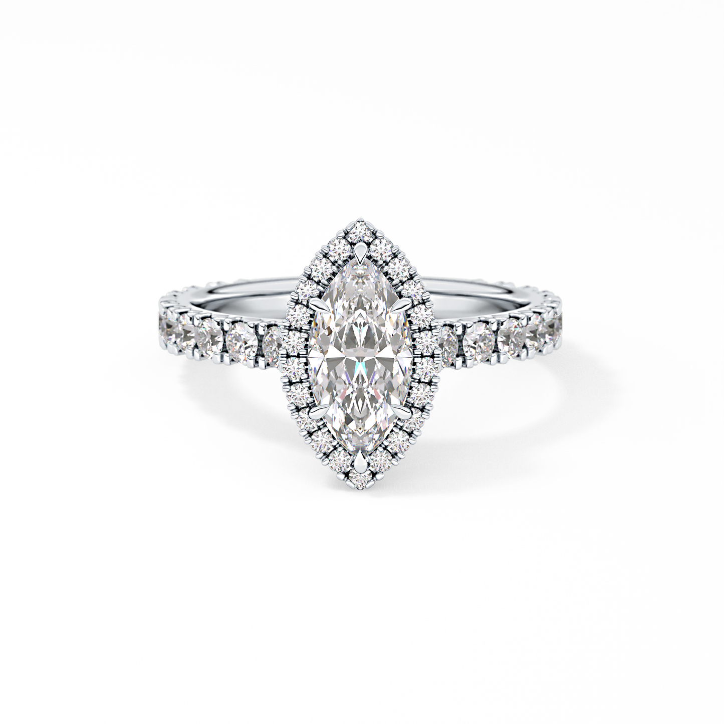 Marquise Halo & Pave Lab Grown Diamond Engagement Ring