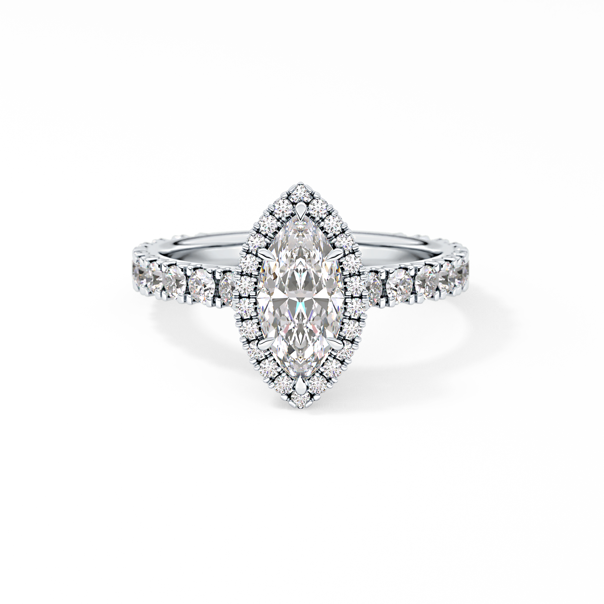 Marquise Halo & Pave Lab Grown Diamond Engagement Ring