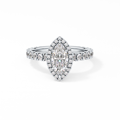 Marquise Halo & Pave Lab Grown Diamond Engagement Ring