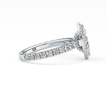 Marquise Halo & Pave Lab Grown Diamond Engagement Ring