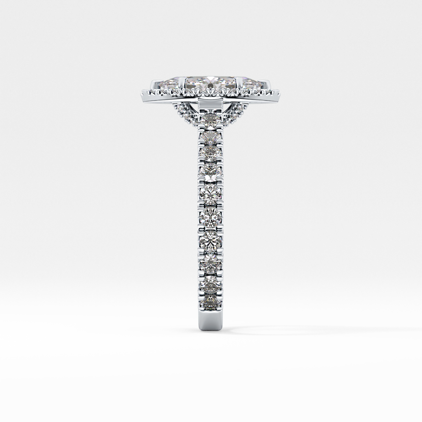 Marquise Halo & Pave Lab Grown Diamond Engagement Ring