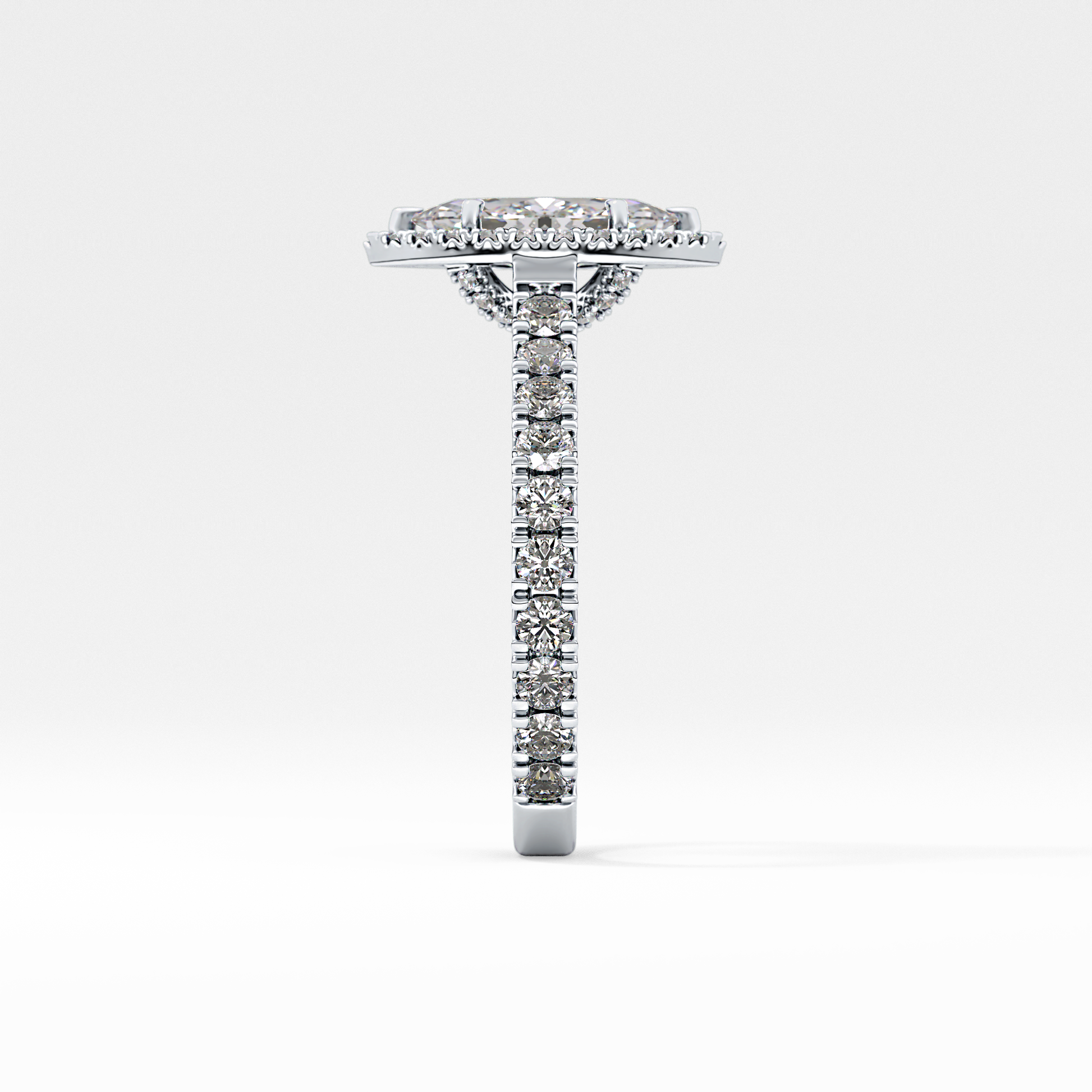 Marquise Halo & Pave Lab Grown Diamond Engagement Ring