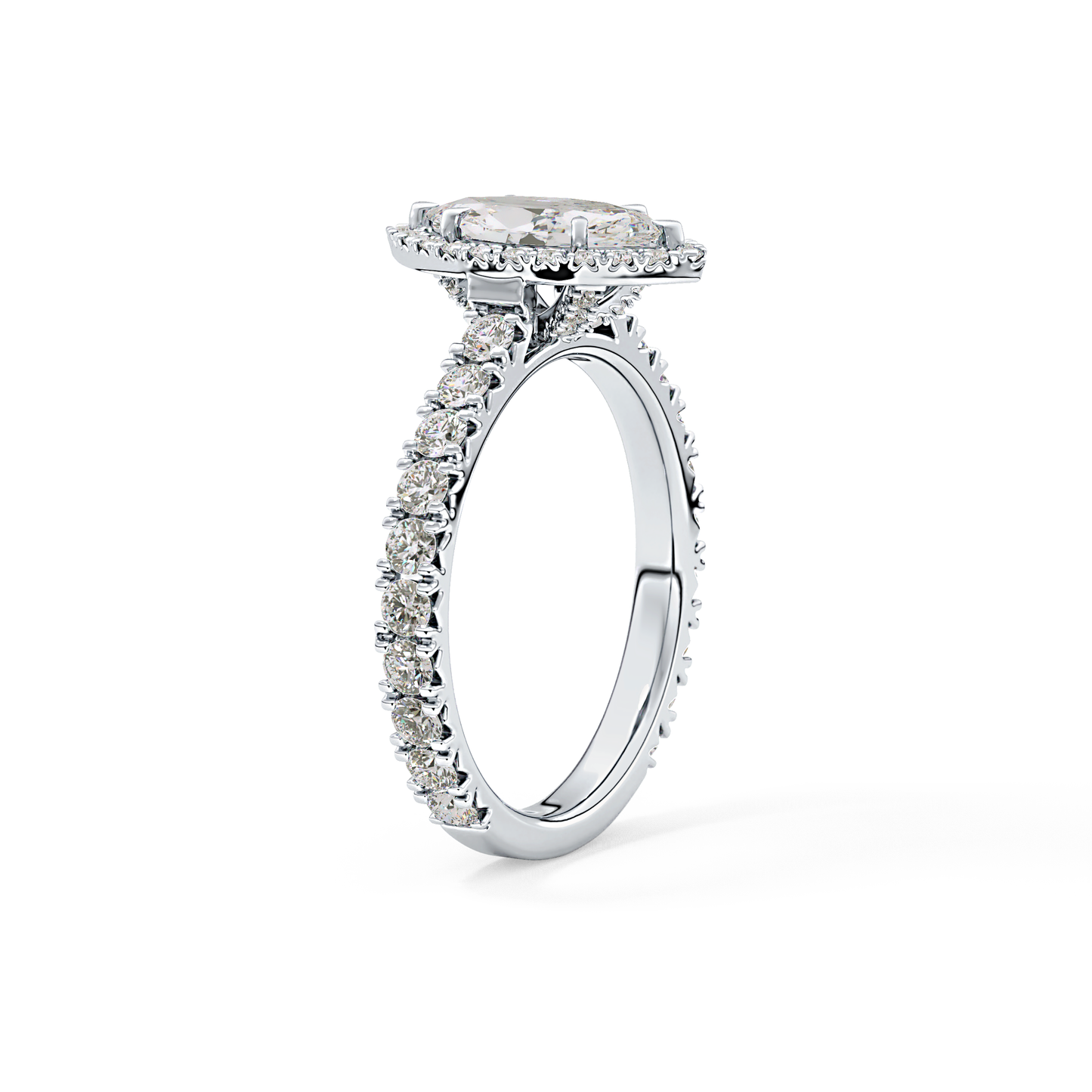 Marquise Halo & Pave Lab Grown Diamond Engagement Ring